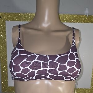 Sunday Brunch L.A. Swimwear Giraffe Print Bikini Top Swim Top Size M